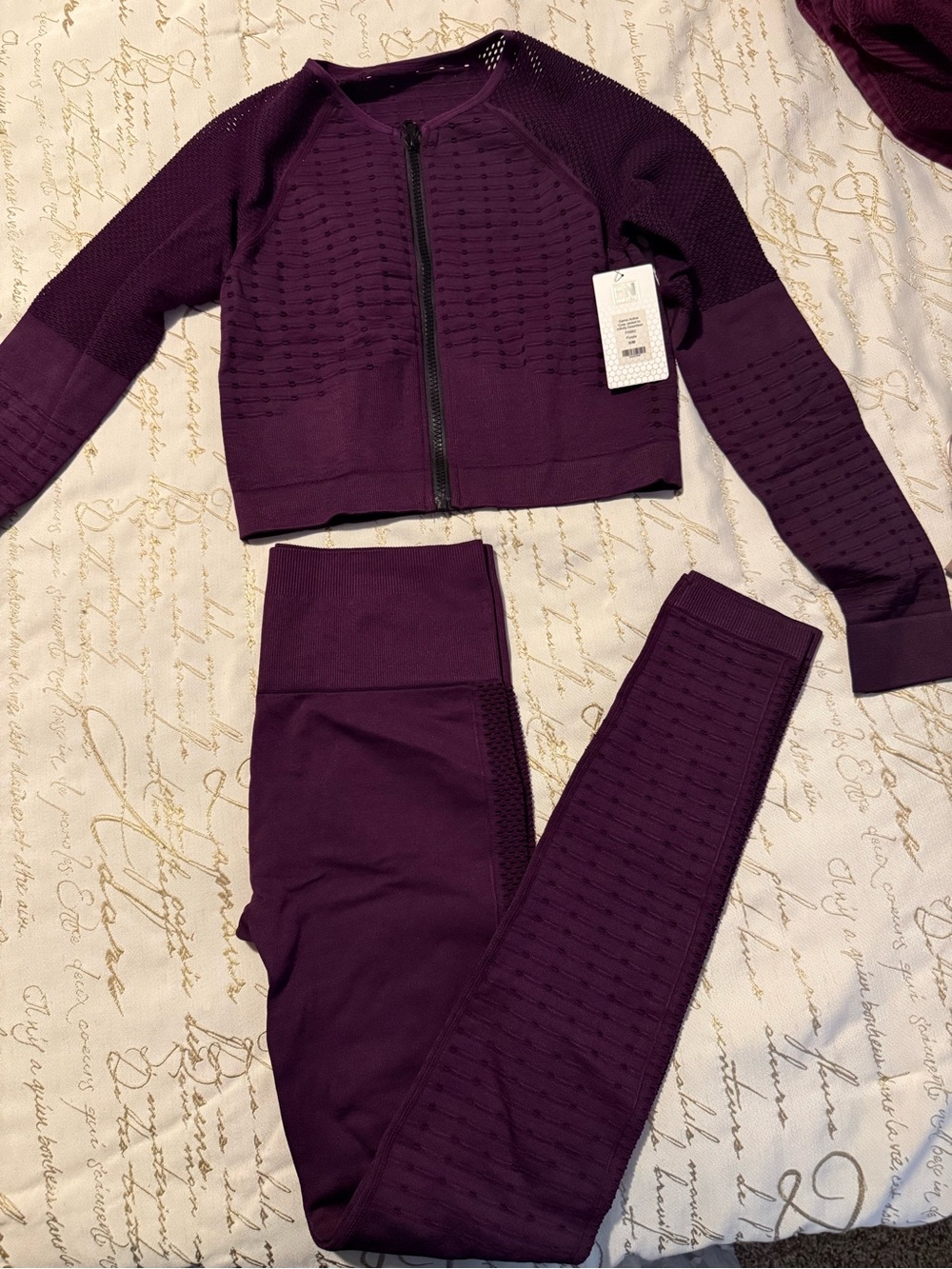 Fashion Nova Deep Plum Seamless Zip-Up Set